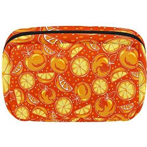 Reis Gepersonaliseerde Make-uptas Cosmetische Zak Toiletry tas voor vrouwen en meisjes Geel Oranje Fruit Patroon, Meerkleurig, 17.5x7x10.5cm/6.9x4.1x2.8in
