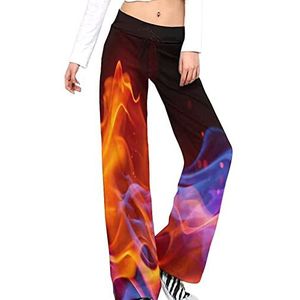 Rood En Blauw Vuur Yoga Broek Voor Vrouwen Casual Broek Lounge Broek Trainingspak Met Trekkoord 3XL