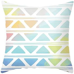 Ethereval Linnen bank kussenhoezen boerderij stijl kussen stichting case streep driehoek kussenslopen Queen Size waterdichte bank kussens satijn wit blauw oranje - 45 x 45 cm