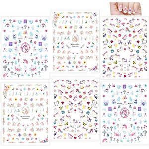 Howaf Eenhoorn 3D-nagelstickers, zelfklevend (500+ design), eenhoorn, nagelstickers, nail art, stickers, nagelstickers voor meisjes, cadeautje, kinderverjaardag, cadeauzakjes, doe-het-zelf nagelkunst