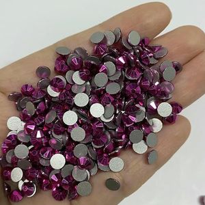 SS6-SS30 Rode Serie Non-Hotfix Strass Glitter Glas Flatback Kristal Strass Nail Art Edelstenen Voor Kleding Ambachten Decoratie-Mineraal Fuchsia-SS16-1440 Stuks