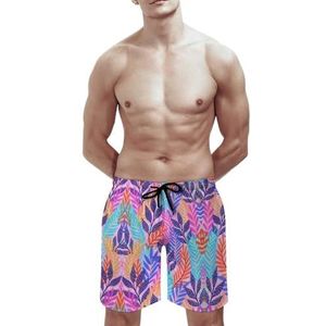 SANYJRV Hawaii Zwembroek met tropische print voor heren, casual ademende sportbroek, elastische korte broek met trekkoord, Kleur 4, 3XL