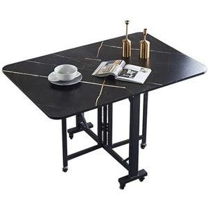 Ruimtebesparende Opklapbare Eettafel For Kleine Ruimtes, Uitschuifbare Rechthoekige Tafel Eettafel For Keuken Slaapkamer Eetkamer Met Zwenkwielen (Color : Black, Size : 120x80x75CM)