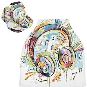 Kleur Headset Muziek Baby Autostoelhoes Luifel Stretchy Nursing Covers Ademend Winddicht Winter Sjaal voor Baby Borstvoeding Jongens Meisjes
