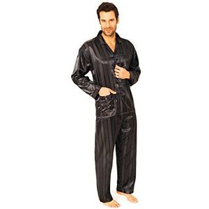 Normann Satijnen pyjama lang, doorgeknoopt, schaduwstrepen, 251 101 94 010, antraciet, 58