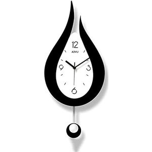 20,4 inch creatieve waterdruppel slingerklok Grote stille wandklok met slinger Werking op batterij Arabische cijfers Kijken voor Slaapkamer Kantoor Woonkamer