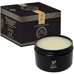 Fysio Sheaboter Bio, ongeraffineerd, koudgeperst, pure en natuurlijke vochtinbrengende crème, lichaamsboter met olijfolie, bijenwas, biologische arganolie en jojoba-olie, gezichtsverzorging en lichaamsverzorging voor droge huid, 250 ml