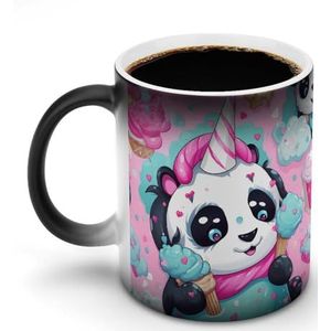 Kleurrijke Regenboog Eenhoorn Panda Keramische Koffie Mok 12oz Kleur Veranderende Mokken Brede Handvat Warmtegevoelige Verkleuring Koppen