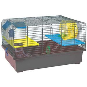 Decorwelt hamsterstokken, grijs, buitenmaten, 49 x 32,5 x 29 cm, knaagkooi, hamster, plastic kleine dieren, kooi met accessoires
