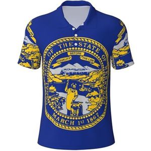 Evengigy Nebraska vlag print heren golfshirt mode atletische heren poloshirts korte mouw klassieke casual, Zwart, S