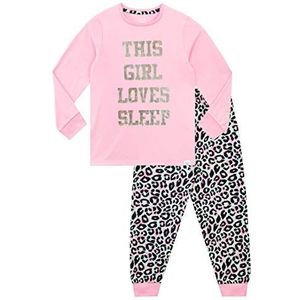 Harry Bear Meisjes Pyjamas Slaap Slogan | Meisjespyjama met Lange Mouwen | Pyjamasets voor Meisjes | Roze 134