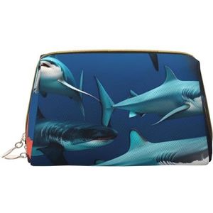 Submarine Shark Coral draagbare make-uptas, reistas, uniseks, ritssluiting, geschikt voor dagelijks gebruik, Wit, Eén maat