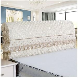 MOVDARL All-inclusive hoofdbedekking voor bed, gewatteerd, fluwelen hoofdsteun, stofdicht, kant, prinsessendekbedovertrek (beige, 1,2 meter)