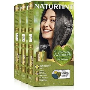 Naturtint Biobased | Ammoniakvrije kleuring | 100% grijsdekking | Plantaardige ingrediënten | Natuurlijke en langhoudende kleur |1N Ebbenhout Zwart | Pak van 3
