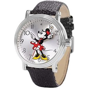 Disney Vrouwen Analoge Japanse Quartz Horloge met pailletten Strap WDS001291, Zwart