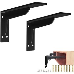 Quanerba Set van 2 zware plankbeugels, wandbeugels voor planken, scharnieren 90 graden, driehoekige plankondersteuning buiten, voor garage thuis keuken (12in/30 cm-Max belasting 209lb/95kg)