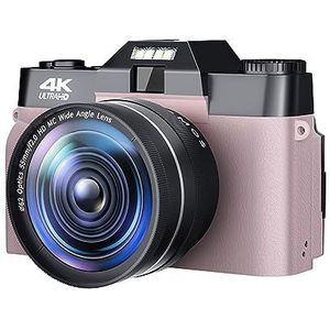 48MP Beginner Digitale Camera For Fotografie 4K Selfie Vlog Camcorder Autofocus Video Groothoek Vintage Foto Recorder Heldere Gedetailleerde Beelden(64G TF Card,Pink)
