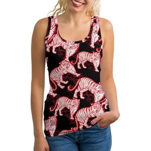 Red Tiger Tanktop voor dames, mouwloos T-shirt, pullovervest, atletische basic shirts, zomer bedrukt