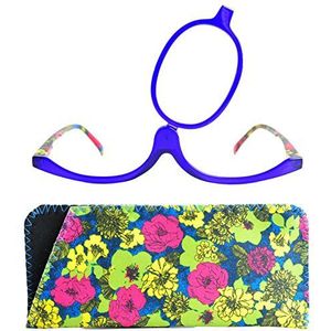 Mini Brille® Make Up Bril met Opvouwbare Lenzen, Modieuze Make-Up Hulp met GRATIS Case +2.0 Dioptrie (Blauw)