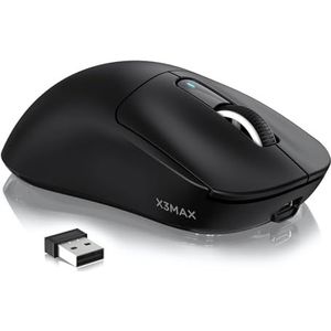 VGN GAMEPOWER x Attack Shark X3MAX PAW3950 Draadloze gamingmuis Superlight, 42000DPI, 49 g ultralichte muis, optische schakelaar, 2,4 G/BT/bekabeld, tot 200 uur accu, G502, PC/Mac, zwart