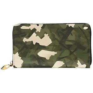Army Camouflage dames lange portemonnee & rits portemonnee, multi-card organizer, 7,48 x 4,13 inch (ongeveer 19 x 10,5 cm), Zwart, Eén maat