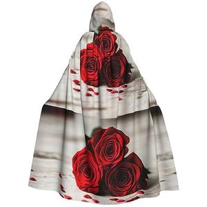 DEXNEL Rose 150 cm Hooded Cape Unisex Halloween mantel voor duivel heks tovenaar Halloween Cosplay, aankleden