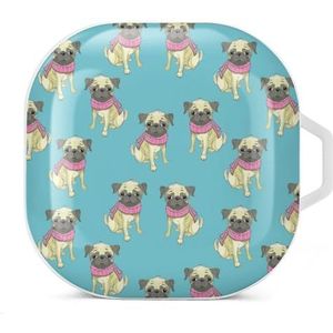 Franse Bulldog oordopjes hoesje compatibel met Samsung harde schaal beschermhoes witte stijl