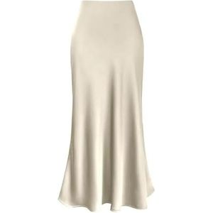 Satijnen lange rok voor vrouwen Vissenstaartrokken Effen gladde taille Lange rokken A-lijn rok Lange wikkel Non-strech damesrok