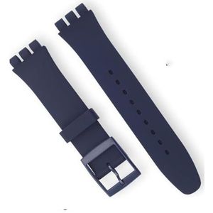 dayeer Siliconen horlogeband voor Swatch horlogeband vervangende band (Color : Dark Blue, Size : 17mm)