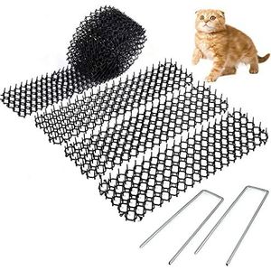 YMZ Cat Scat Matten met Tuin Nietjes, Houd Katten weg Veilig Plastic Spike Thorn Netwerk voor Binnen en Buiten Ongedierteafschrikking (20 stuks)