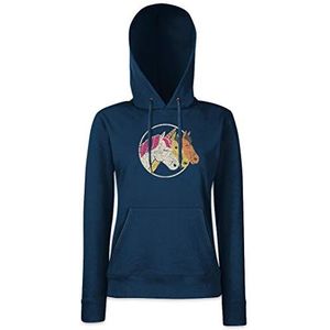 Urban Backwoods Unicorn & Horses Dames Hoodie Hooded Sweatshirt Met Capuchon Blauw Maat M