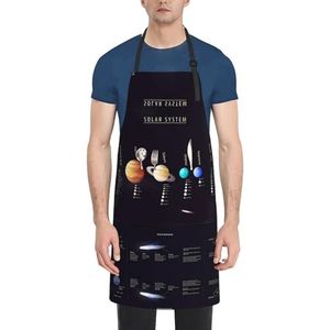 ZhaoYuGoods Jupiter-schorten met zakken voor dames en heren, stijlvolle keukenschorten voor keuken, tuinieren, salon, ideale schort met print, Zonnestelsel Jupiter, Eén maat