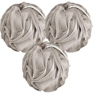 MainBasics Bad Douche Loofah Spons Poef Body Wash Scrubber (Set van 3) (Totaal Taupe)