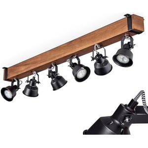 HOFSTEIN Plafondlamp Safari, moderne plafondlamp van metaal/hout in zwart/donkerbruin, plafondlamp in industrieel design met verstelbare schermen, 6 lampen, 6 x GU10 zonder lamp