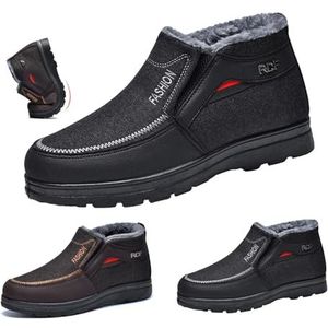 Heren instapschoenen, heren instapschoenen winter met bontvoering sneakers dames winter met bontvoering lage wandelschoenen wandelen hardlopen antislip outdoor sneakers(Black,44 EU)