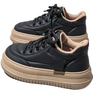 kumosaga Platform sneakers met dikke zool for dames, 2024 nieuwe dikke platform sneakers met veters, comfortabele casual wandelschoenen for dames (Color : Noir, Size : 37 EU)