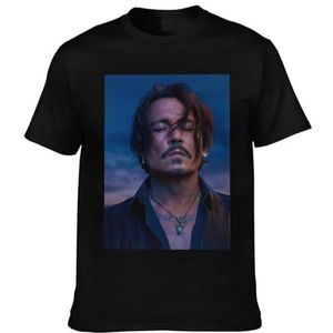 Viplili Johnny Actor Depp T-shirt Stars Graphic Tees Shirt Print Ronde hals Tops Korte Mouw T-shirt voor Mannen Vrouwen 8 Maten, Zwart, L