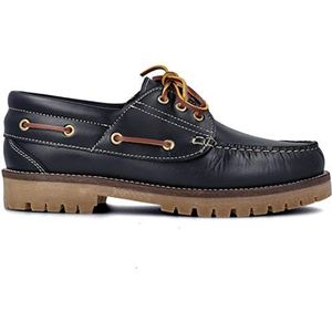PAYMA - Bootschoenen voor Heren Mocassins 3-ogen Klassieke Veterschoenen. Geoliede Seahorse Leder. Rubberen Zolen. Lederen veters. Bruin, Blauw en Zwart