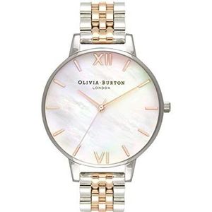 Olivia Burton Gemengde metalen moeder van de parel horloge ~ OB16MOP06, Zilver-toon, armband