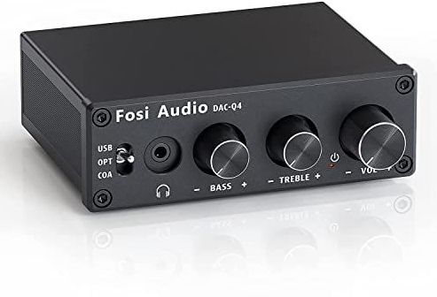 Fosi Audio - Q4 - Hoofdtelefoonversterker DAC - Zwart - 24bit/192 KHz, USB/Optical/Coaxial naar RCA AUX