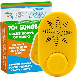 Friendly Songs Voice Recorder voor knuffeldieren, 2 uur (7200 sec), premium geluid, deluxe geluidsmodule voice box voor opname, voice recorder met afspelen, pauze en titel, hoog en laag