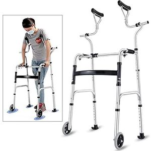 Senioren rollator met okselsteun, opvouwbare heavy duty aluminium kruk met wielen, lange mensen staan 鈥嬧€媟echtop Walker, belasting 190 kg (2 wielen)