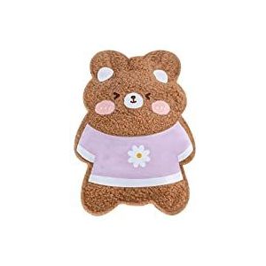 DieffematicRSD Warmwaterkruik Zachte warmwaterkruik met schattige fleece hoes Warme winterbenodigdheden Warmwaterzak for warm en koud kompres nek en schouder (Color : Light brown)