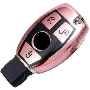 Sleutelbehuizing Autosleutel Case Cover Shell Fob TPU Sleutelhanger Voor A C E S G Klasse GLA CLA GLK GLC CLS W204 W463 W176 W251 W205 AMG Autosleutelhoesje(3 button pink cover)
