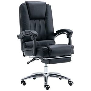 Werkstoel Bureaustoel Directiestoel Bureaustoelen Computerstoel PU-leer Computerstoel Stoel Kantoor Vergaderstoel Slaapkamer Loungestoel Ergonomische Stoel Bureaustoelen Computer Stoel (Color : Black