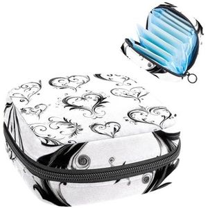 Opbergtas voor maandverband, hartenlijnkunstset, draagbare maandverband, inlegkruisjes, tampons, maandverband, opberghouder voor vrouwen, school, kantoor