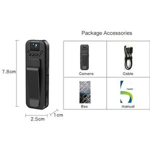 Mini-lichaamscamera, HD 1080P Minicamera Draagbare kleine digitale videorecorder Politie Body Cam Infrarood Nachtzicht Miniatuurcamcorder voor wetshandhaving, levering (Size : No TF Card, Color : 15