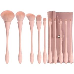 Een volledige set van 10 roze kwasten voor beautytools