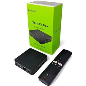 box Q5 TV Smart Android Box, Android 10.0 systeem, Allwinner H313 chip, BT5.2 Dual WiFi 2.4G/5G, 4-core 4K decodering, 2GB RAM 8GB ROM en 100M LAN Enternet met spraak-BT-afstandsbediening