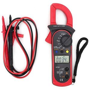 Digitale stroomtang, ST201 Automatische multimeter Amp-volt-stroomtang Stroommultimeter DC/AC-spanning Weerstand Diodetester Contactloze spanningsdetectie(rood)